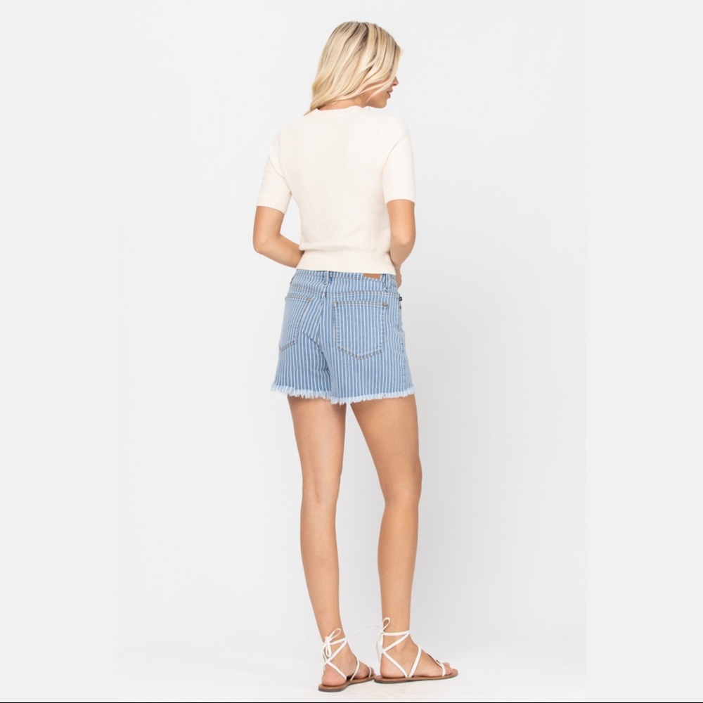 Brand New Judy Blue Striped Cut Off Shorts! - Picture 8 of 16